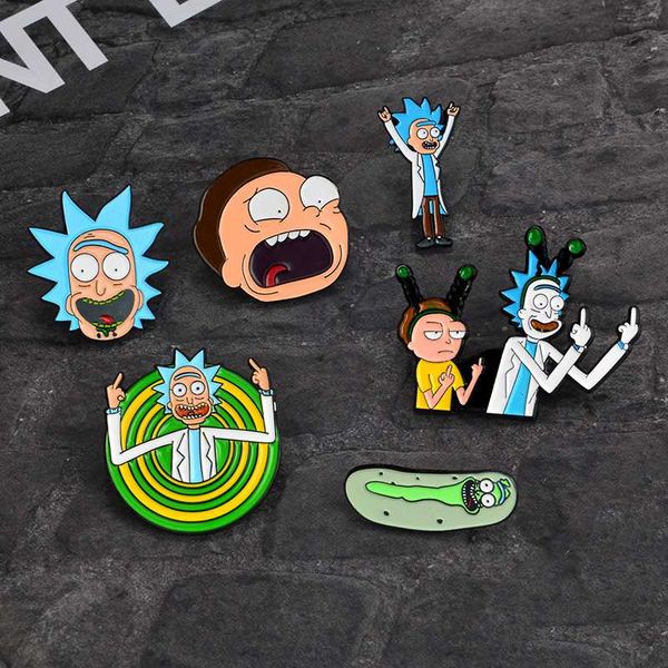 

cartoon pin scientist back to the future series cucumber with badge brooch for adventure lover gift, Gray