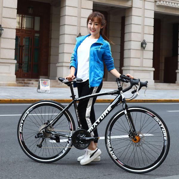 

road bike 21 30 33 speed ultra light aluminum alloy double disc brakes variable speed bicycle bend student bicycle racing bike