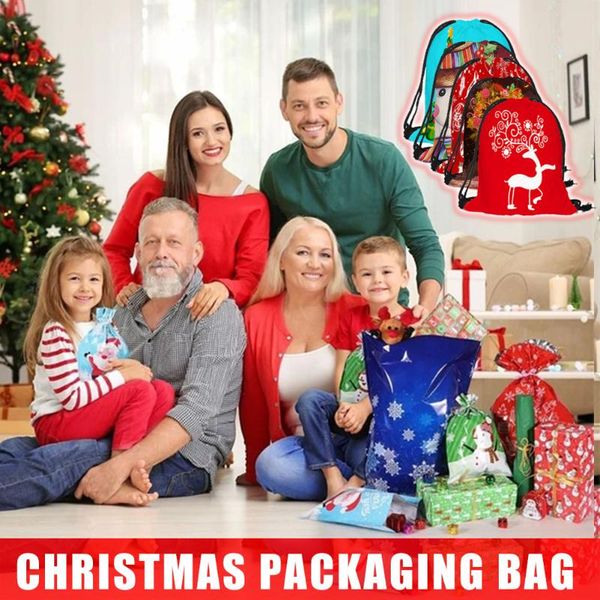 

gift wrap 5pcs drawstring christmas bags one-tug set cartoon pattern backpack