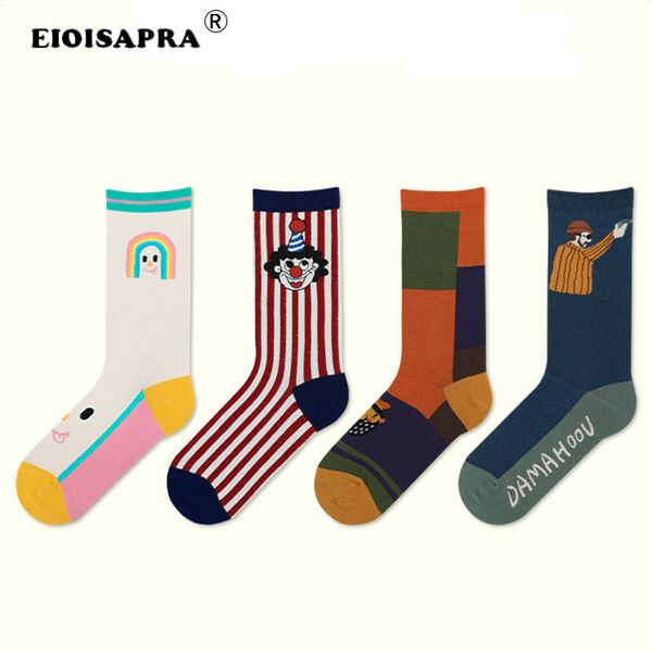

eioisapra]2020 spring summer fashion harajuku cartoon illustration couples socks personality trend breathable funny socks, Black;white