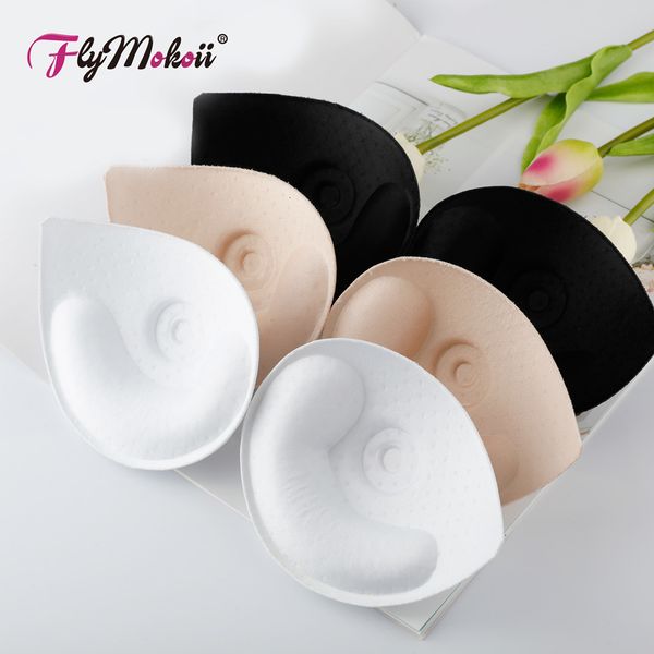

flymokoii 1 pair/lot women intimates accessories triangle sponge swimsuit breast push up padding chest enhancers bra foam insert, Black;white