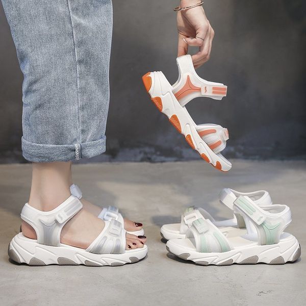 

summer 2020 new fashion wild casual sports sandals color matching sandals women thick bottom increased z934, Black
