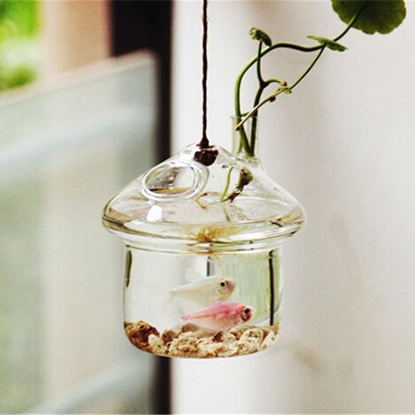 

vases mushroom-shaped hanging glass planter vase rumble fish tank terrarium container home garden decor