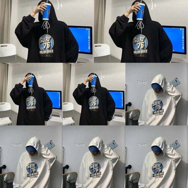 

2020 autumn casual daily wear loose letter printed couple student hooded trend 2020 autumn casual daily wear loose letter printed couple swe, Black