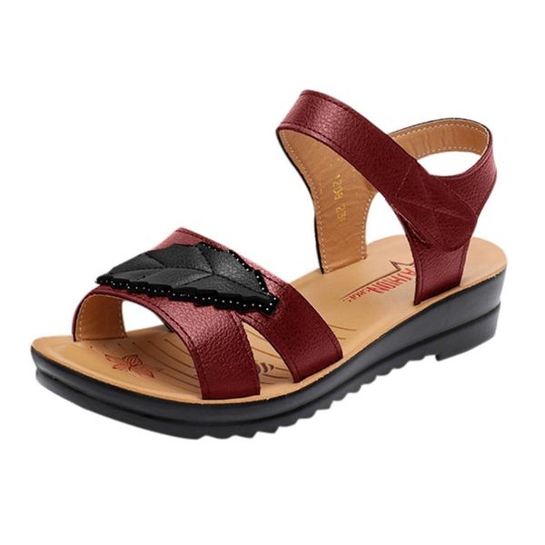 

vogue women ladies summer fashion leather sandals wedges comfort big size shoe sewing hook loop gladiator roman shoes may 17, Black