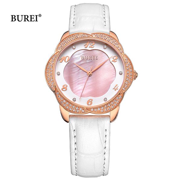 

relogio feminino burei brand women fashion bracelet watches ladies waterproof crystal sapphire quartz wristwatches, Slivery;brown