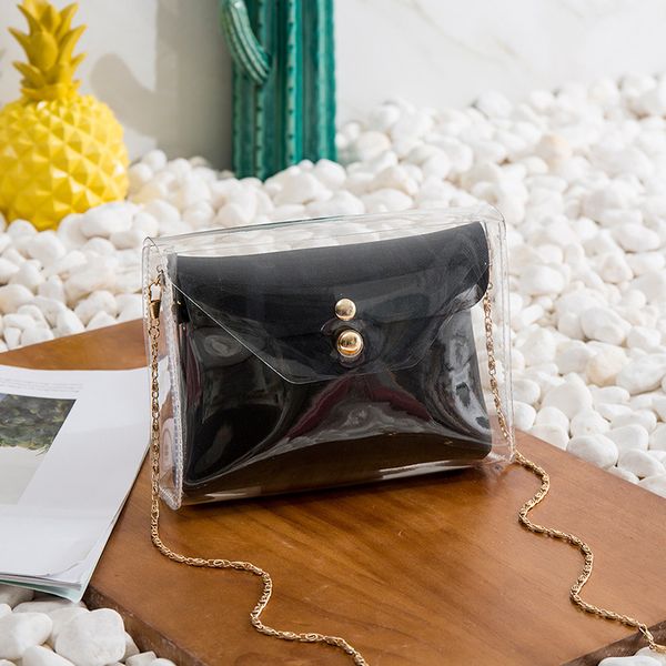 

2020 fashion pvc jelly bag women small transparent shoulder handbags mini mobile phone chain crossbody messenger bag for girls