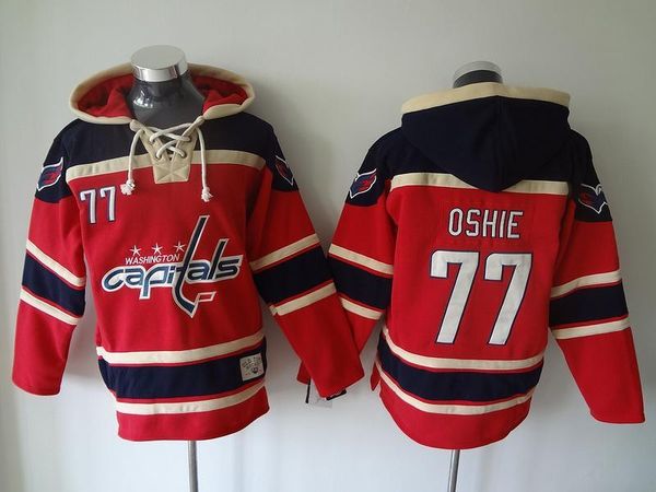 

washington capitals old time hockey jerseys 77 tj oshie red hoodie pullover sweatshirts winter jacket, Black;red