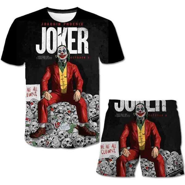 

2020 clown joker halloween costume boys girls polyester clothes kids outfits summer cartoon tracksuit boy set ensemble