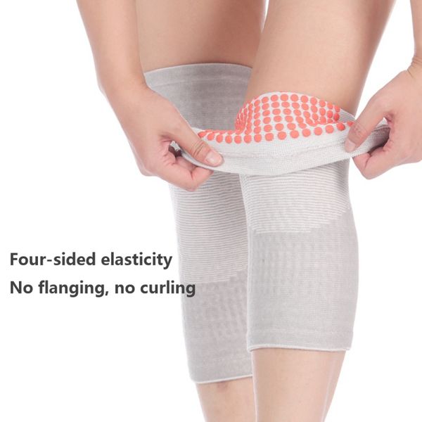 

self heating knee support anti-slip elastic knee pads knitted brace warm for arthritis joint pain relief and recovery, Black;gray