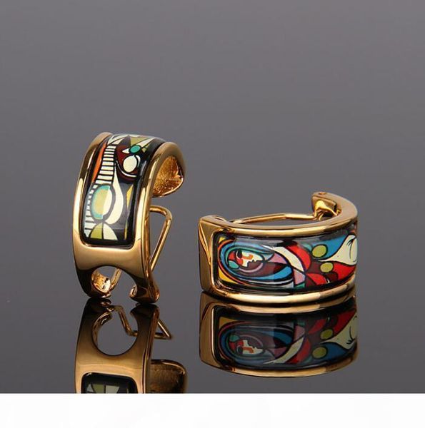

f woman before a mirror series hoop earring 18k gold -plated enamel earrings for woman hoop earrings, Golden;silver