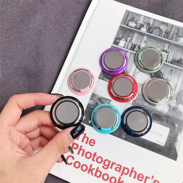 

cgjxscgjxsuniversal socket smart round mirror metal finger ring bracket holder mobile phone stand car mount stand for samsung galaxy case