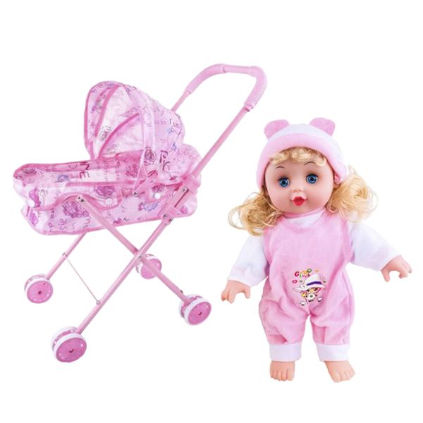 

baby doll stroller toy simulation doll gift pretend game with music age 3
