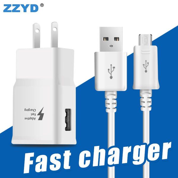 

cgjxszzyd for samsung s7 note8 fast wall charger 2 .1a eu us quick adapter kit with micro cable