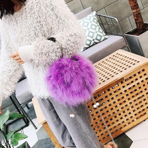 

2020 new korean winter fur handbag and purse crossbody shoulder small party evening bag ring women's bag drop shipping