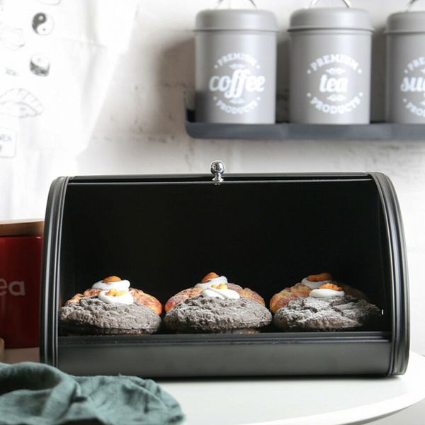 

storage bottles & jars durable not rust metal bread box bin kitchen containers with roll lid kitchenware drop fas