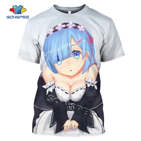 

re:zero ram and rem 3d anime summer street wear men 3d print shirts horror graphic humor men clothing