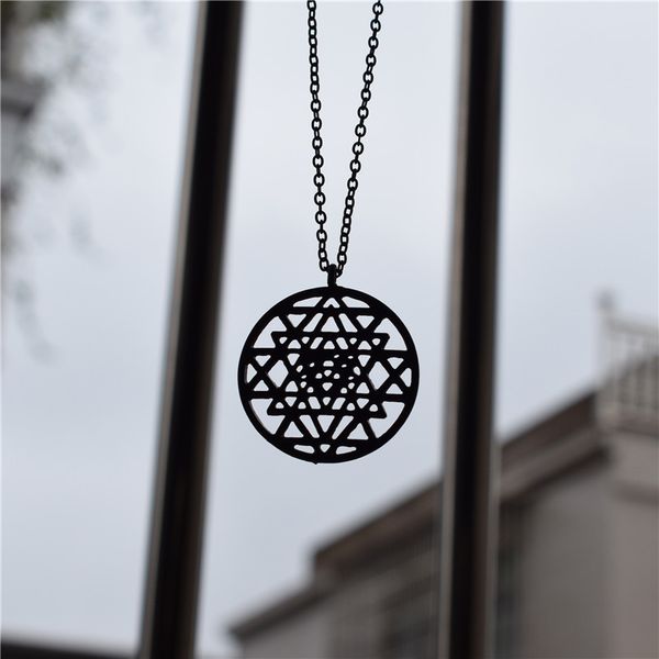 

4 colors new sri yantra pendant silver color necklaces & pendants for women flower of life molecule necklace graducation gift
