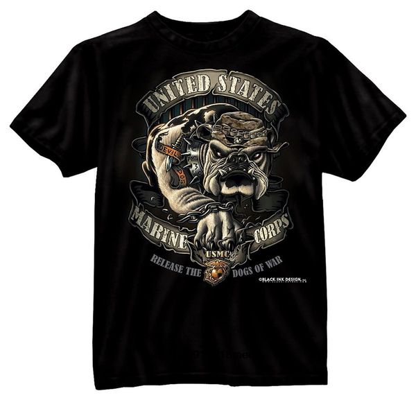 

смешные футболки мужская мода usmc bulldog черный хлопок t-shirt
