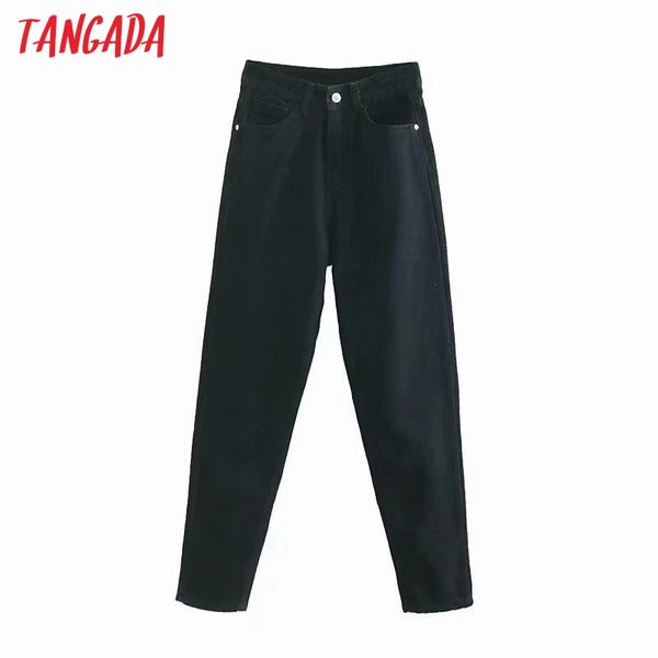 

tangada 2020 fashion women black jeans pants long trousers pockets zipper female casual denim pants 4m239, Blue