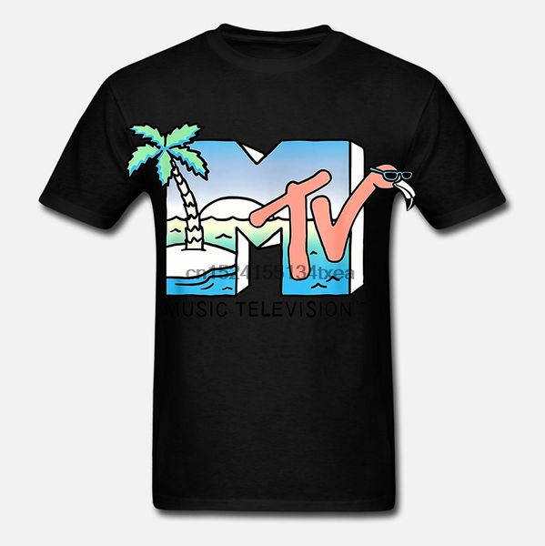 

mtv beach island flamingo logo vintage graphic t shirt black for men women