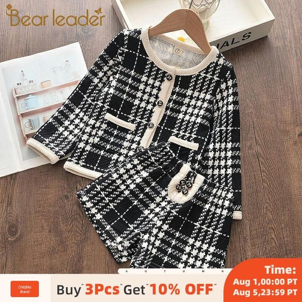 

bear leader girls autumn clothing sets 2020 fashion plaid outfits kids casual clothes coat and pants 2pcs costumes suit 3 7y, White