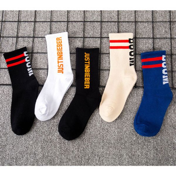 

women trendy socks autumn breathable sports socks girls hip hop style sock letter boom youth sell size sock no mix color sale, Black;white