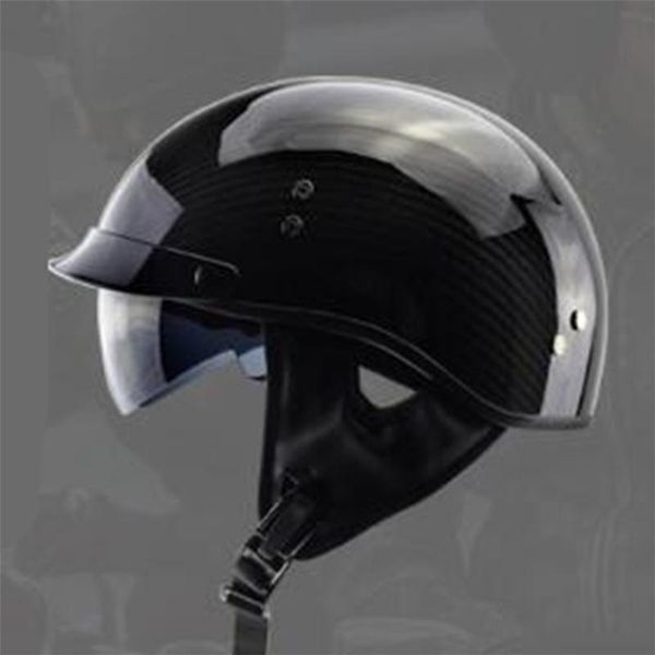 

sell real carbon fiber german motorcycle helmet dot biker black shorty half m l xl