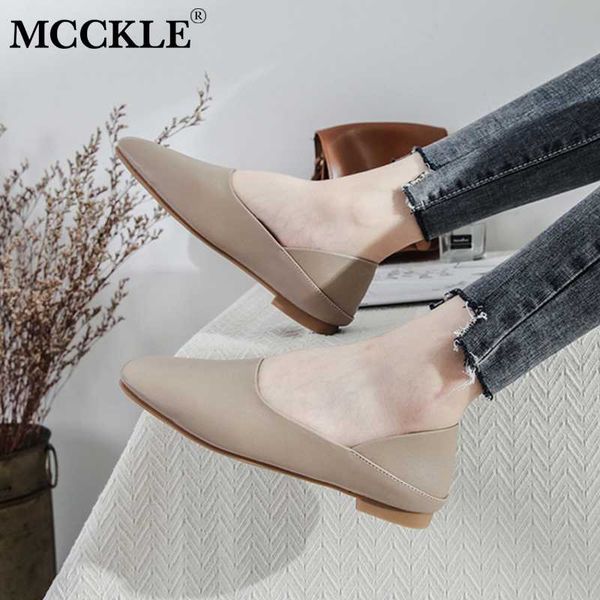 

mcckle women summer pu leather flat shoes ladies sewing woman fashion casual footwear female comfort low heel flats shoe new, Black