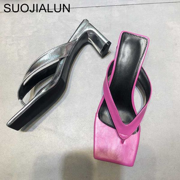

suojialun 2020 new women slippers slides square toe med heel sandal shoes ladies summer outdoor beach flip flops slides shoes, Black