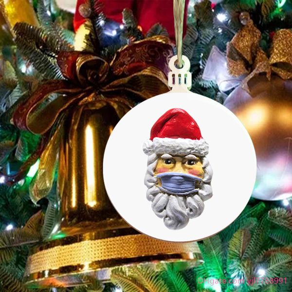 Quarentena Ornamento de Natal 2020 Máscara Face Santa Natal Árvore de Natal Novo DHL Livre RH87