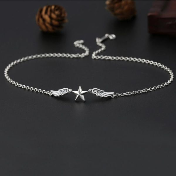 

925 sterling silver star round chain choker necklaces for women angel round simple fashion necklace jewelry gift