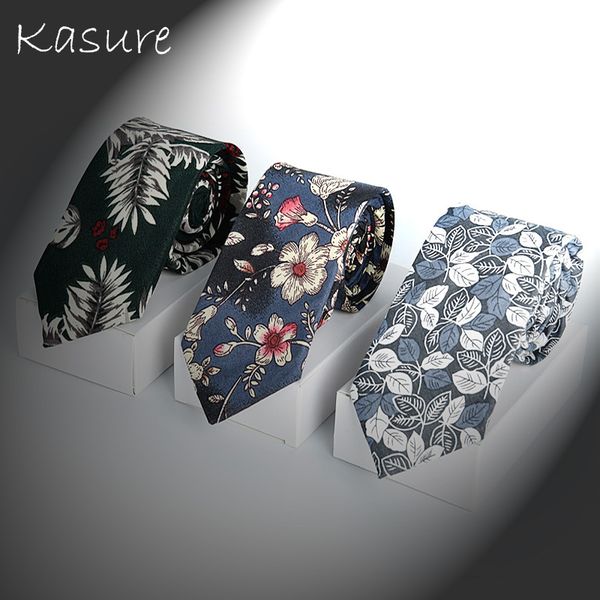 

kasure cute beach flower pattern neckties for men polyester flor jacquard woven neck ties classic business accessories men, Black;gray