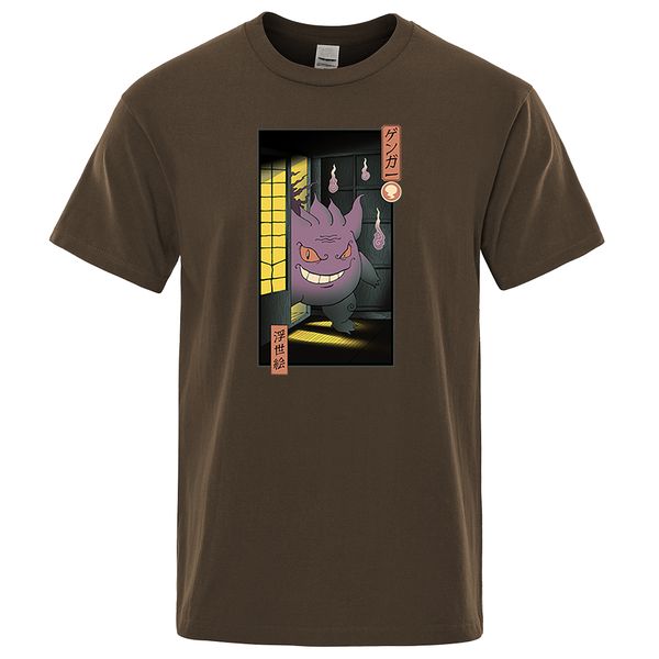 

мультфильм монстр gengar футболка мужчины 2020 summer casual хлопка с коротким рукавом hip hop футболка harajuku японского аниме streetwear