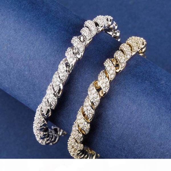 

hip hop rect кубинский link chain iced out браслет cz майами золото родия алмазный кубинский цепи, Black