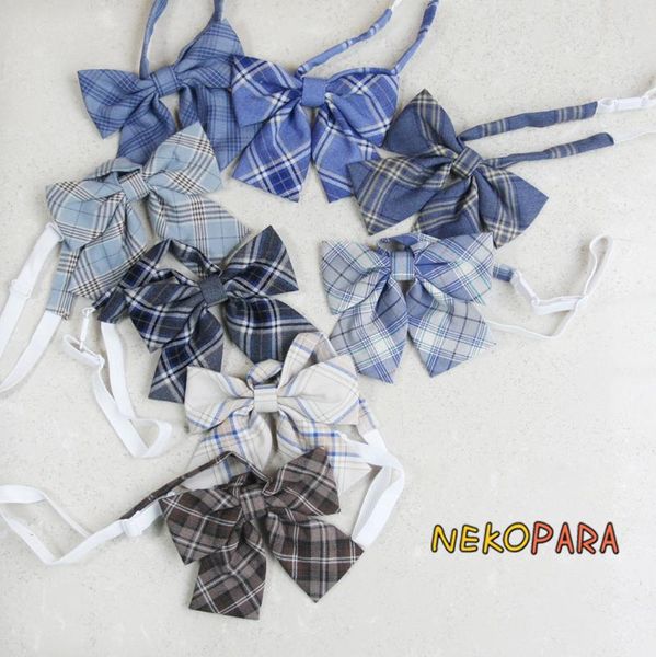 

new classic plaid bow tie japanese school girls jk uniform cute bowknot necktie 14 colours, Blue;purple