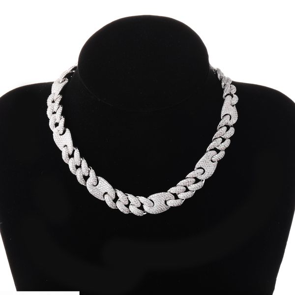 

jinao 16mm20mm miami new box застежка кубинской цепочка золото серебро ожерелье iced out цирконий bling хип-хоп для мужчин ювелирных изделий, Silver