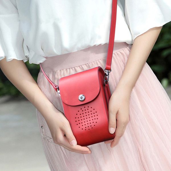 

2020 women new fashion cow leather hollow out mini cute phone bag shoulder bag crossbody office daily