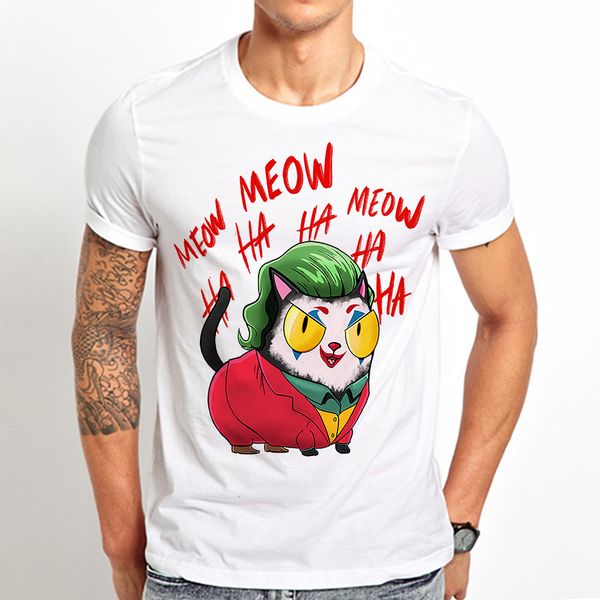 

feline joker мяу смешно тенниска мужчины 2019 летом новая белая случайная ьотта круто битник стрит тенниска