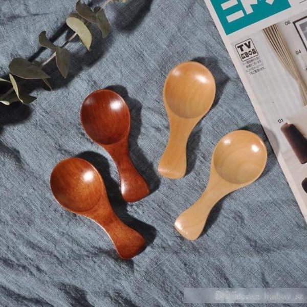 

8cm naturel wooden coffee tea sugar salt spoon scoop kitchen utensil set mini wood spoon fast shipping