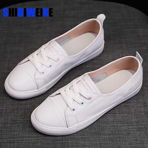 

women's genuine leather sneakers women casual fashionable sports shoes vulcanized woman summer flat shoe ladies white lacing 42, Black