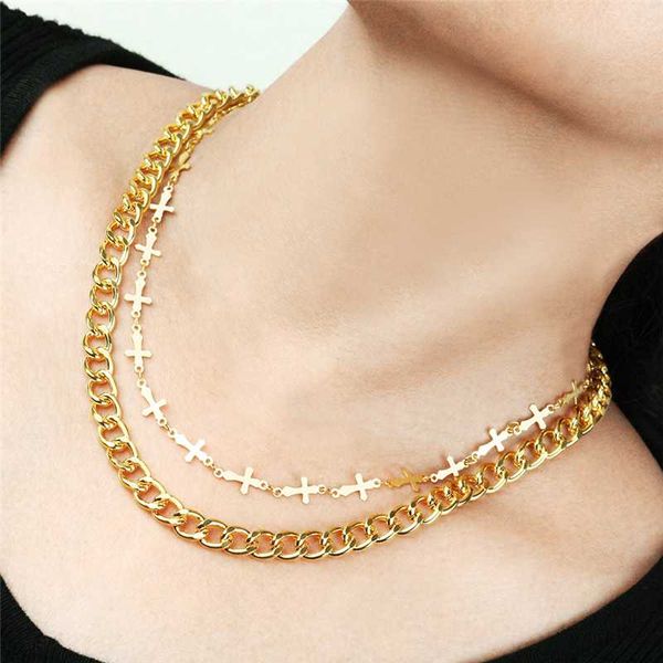 

jumplim личность trend крест кулон ожерелье сплава многослойная ожерелье ключицы цепи для женщин подарочные цепочки колье, Golden;silver