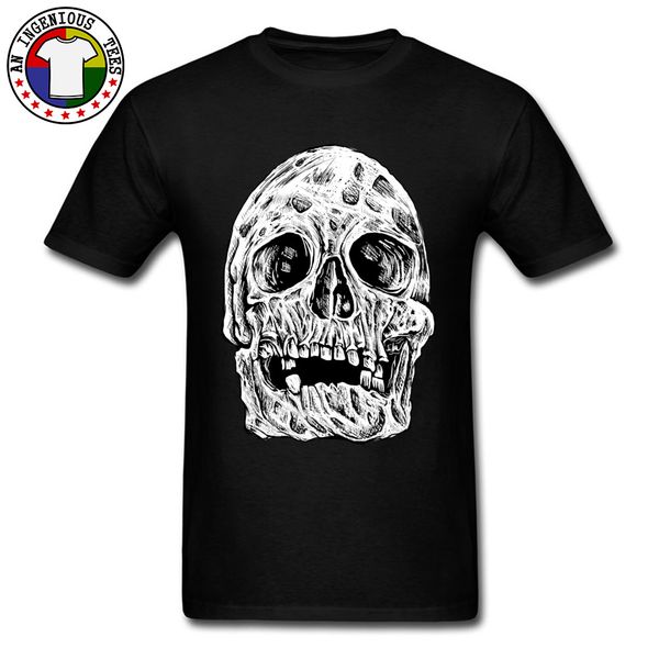

2018 crazy bad t shirt for men white skull sketch image 100% cotton customized tee-shirt 3d digital print t-shirts men