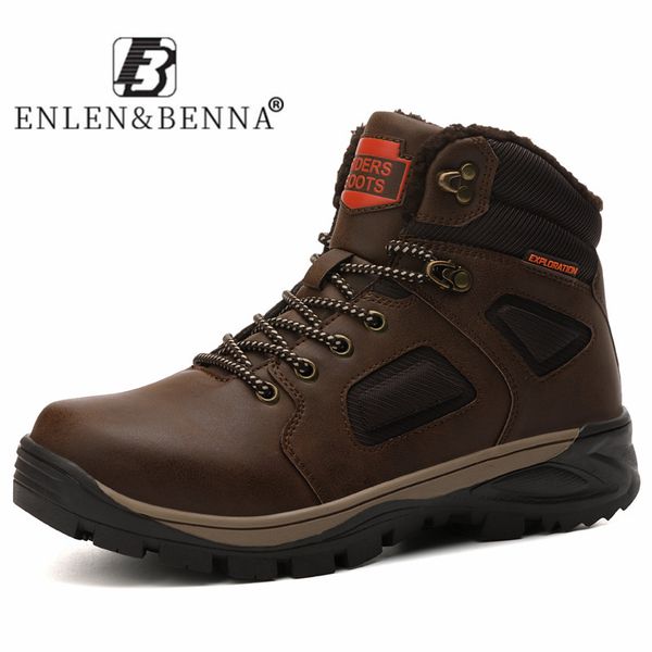 

fashion 2020 boots men genuine leather casual boots men basic casual shoes lace up winter rubber warm ankle outdoor, Black