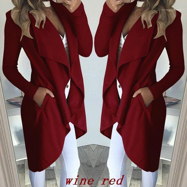 

casual ol style coats irregular solid color womens windbreakers lapel neck long sleeve windproof autumn spring womens designer trench coats, Tan;black