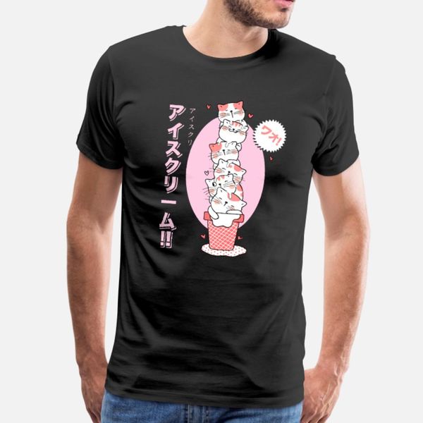 

kawaii cat ice cream manga anime ramen gift t shirt men customize cotton crew neck pattern interesting humor spring autumn natural shirt