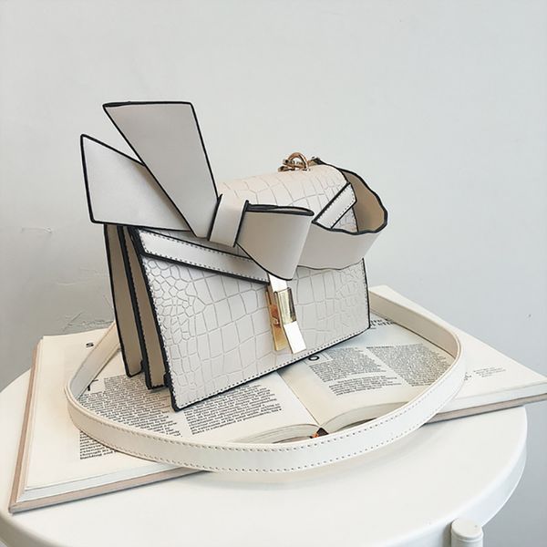 

luxury vintage women handbag crocodile pattern messenger bags bow designer pu leather female chic shoulder bag party clutch 2020