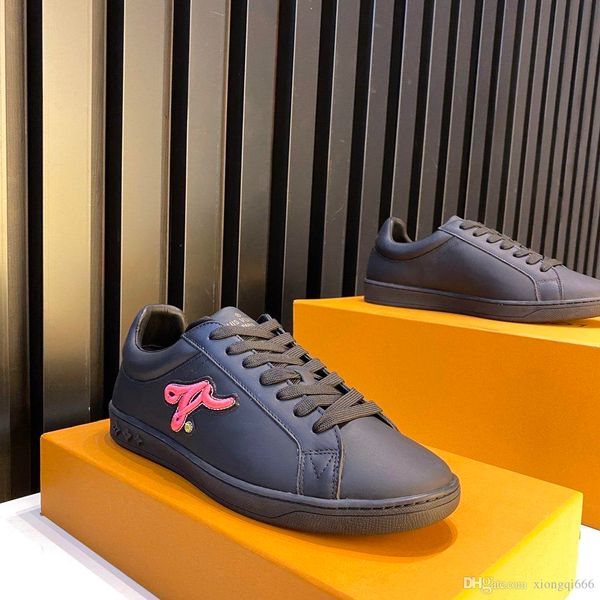 

2020 men's fashion casual shoes, comfortable wild low-, printed leather, boxaa, Red;white