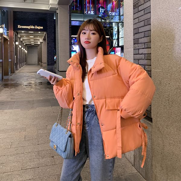 

isenmal jacket women winter fashion warm thick solid short style cotton padded parkas coat stand collar s- xxl, Black