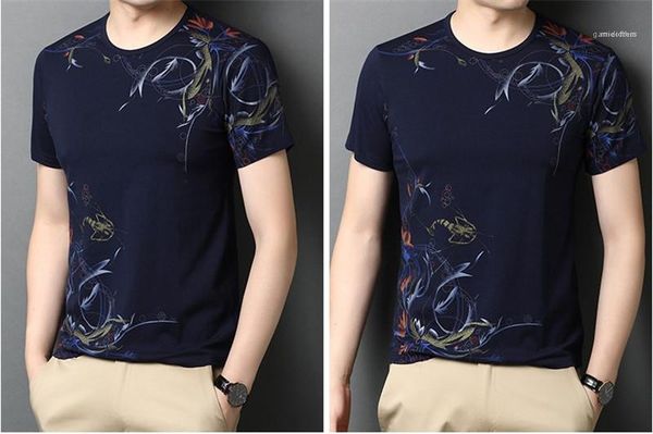 

short sleeved crew neck pullover tshirts fashion chinese style tees mens designer tshirts floral printed casual, White;black